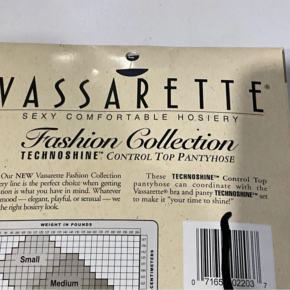 Vintage Vassarette TechnoShine Control Top Pantyhose NOS Gun Metal Size Long